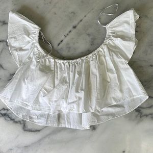 Cropped white off the shoulder top